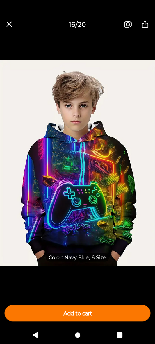 Fashion Colorful Gamepad Print Cute&Cozy Hoodie For Kids Boys - Keep Him Warm And Stylish!